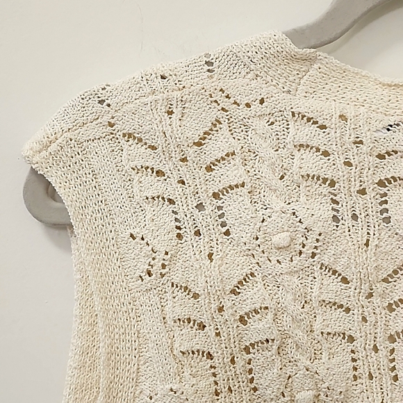 Zara Women's Knit Waistcoat Bejeweled Button Ivory Cream Vest Sz S - Picture 12 of 16